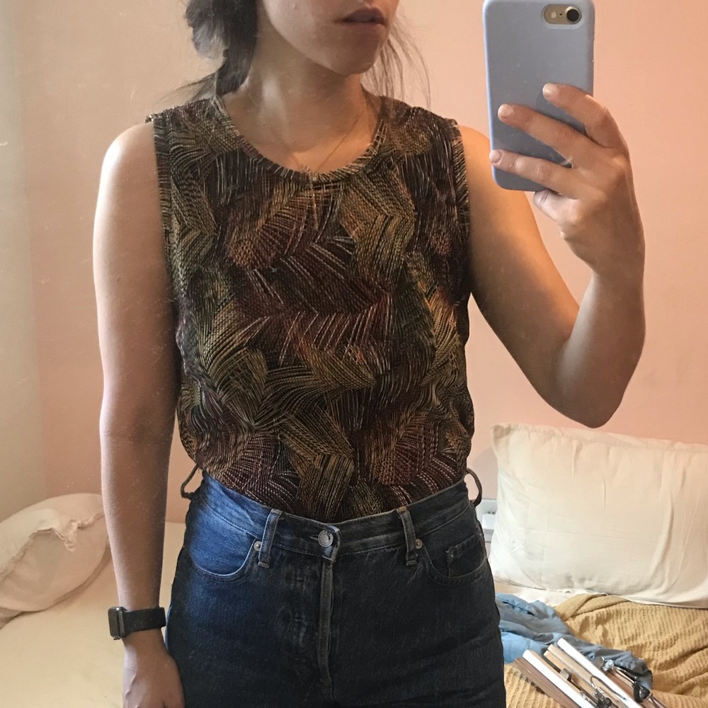 Plisse Accordion Shirt with 80s pattern (vintage)